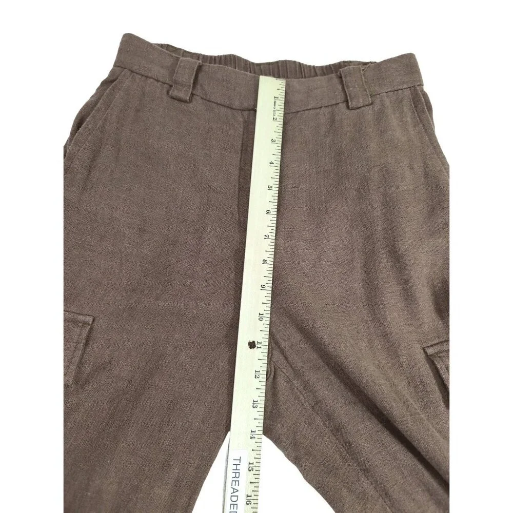 House Of Harlow Pants Womens 4 Brown Tailored Cargo Linen Blend Career Casual - Picture 10 of 10